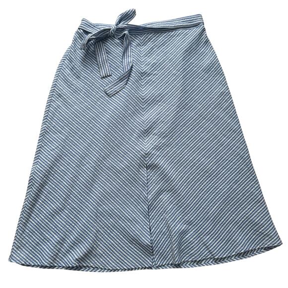 Westport Blue and White Striped A-line Maxi Skirt - size L - Picture 2 of 7